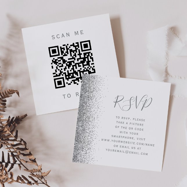 Recepción Tarjeta de respuesta con código QR para boda con b (Subido por el creador)