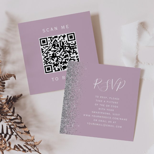 Recepción Tarjeta de respuesta con código QR para boda con p (Subido por el creador)
