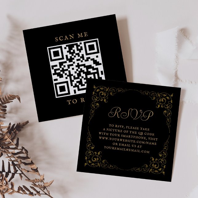 Recepción Tarjeta de respuesta con código QR para boda vinta (Subido por el creador)
