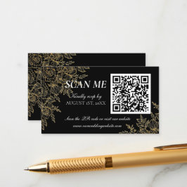 Recepción Tarjeta de respuesta de boda Art Déco dorada y neg