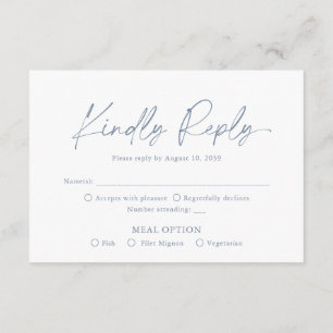 Recepción Tarjeta de respuesta de boda azul polvoriento