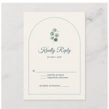 Tarjeta de respuesta de boda con arco de eucalipto