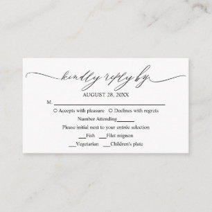 Recepción Tarjeta de respuesta de boda con caligrafía modern