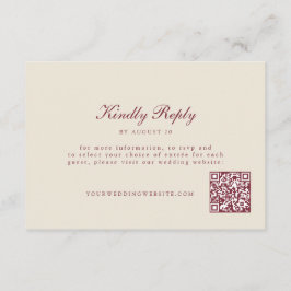 Recepción Tarjeta de respuesta de boda con código QR de cala