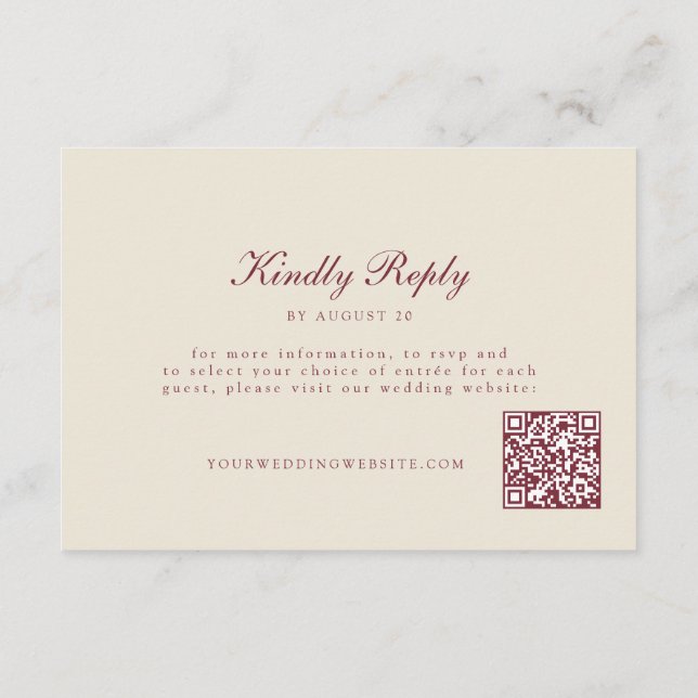 Recepción Tarjeta de respuesta de boda con código QR de cala (Reverso)