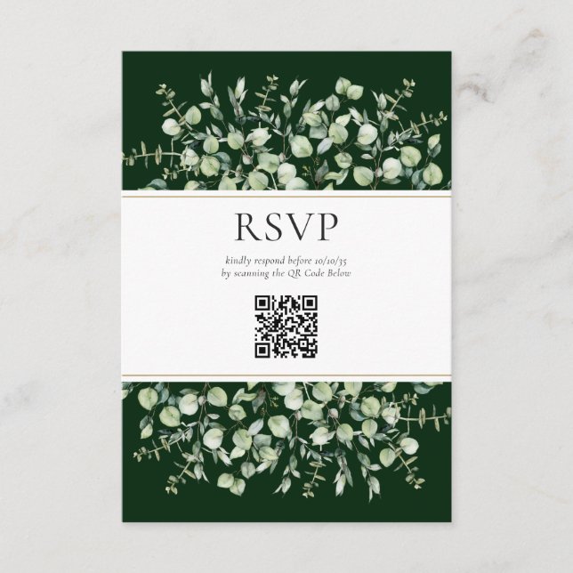 Recepción Tarjeta de Respuesta de Boda con Código QR de Euca (Anverso)