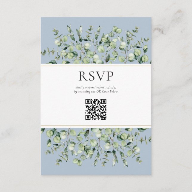 Recepción Tarjeta de respuesta de boda con código QR de euca (Anverso)