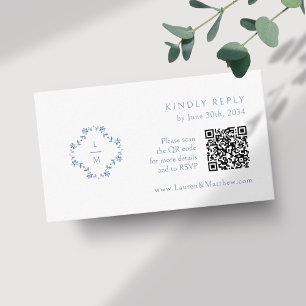 Recepción Tarjeta de respuesta de boda con código QR de mono
