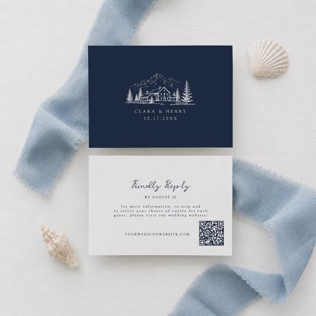 Recepción Tarjeta de respuesta de boda con código QR de mont (Subido por el creador)