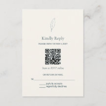 Tarjeta de respuesta de boda con código QR de rama