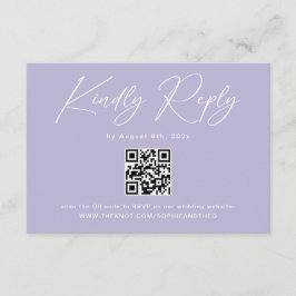 Recepción Tarjeta de respuesta de boda con código QR Lavanda