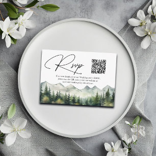 Recepción Tarjeta de respuesta de boda con código QR Montaña