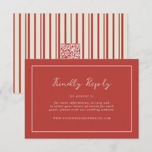 Recepción Tarjeta de respuesta de boda con código QR rojo to