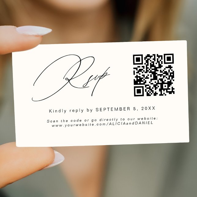 Recepción Tarjeta de respuesta de boda con código QR y sobre (Subido por el creador)