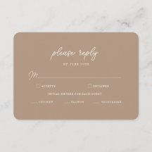 Tarjeta de respuesta de boda con escritura minimal