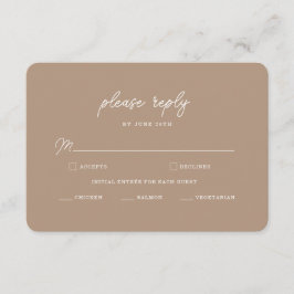 Recepción Tarjeta de respuesta de boda con escritura minimal