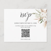 Tarjeta de respuesta de boda con hojas de hierba d