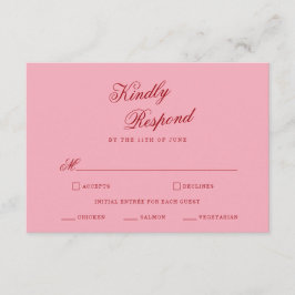 Recepción Tarjeta de respuesta de boda con letra script mini