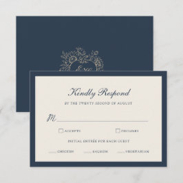 Recepción Tarjeta de respuesta de boda con monograma en mari