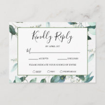 Tarjeta de respuesta de boda con opción de comida