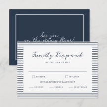Tarjeta de respuesta de boda con raya náutica de l