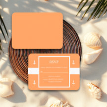 Tarjeta de Respuesta de Boda con Rayas de Ancla Bl