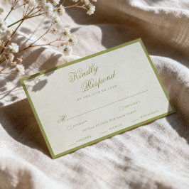 Recepción Tarjeta de respuesta de boda de caligrafía verde o