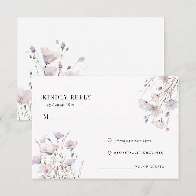 Recepción Tarjeta de respuesta de boda de flores silvestres  (Anverso / Reverso)