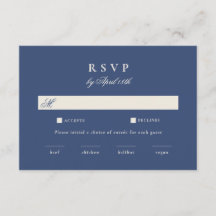 Tarjeta de respuesta de boda de invierno en azul m
