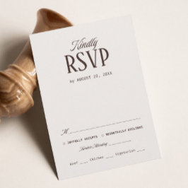 Recepción Tarjeta de respuesta de boda de lujo marfil y marr