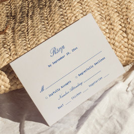 Recepción Tarjeta de respuesta de boda de marfil y azul mari