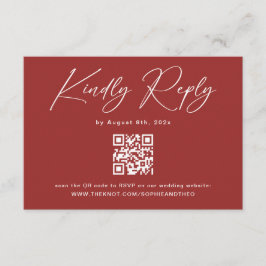 Recepción Tarjeta de respuesta de boda de Navidad roja simpl