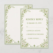 Tarjeta de respuesta de boda elegante a rayas con