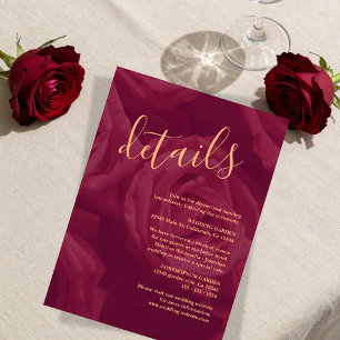 Recepción Tarjeta de respuesta de boda elegante borgoña y do