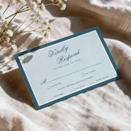 Recepción Tarjeta de respuesta de boda elegante con raya azu