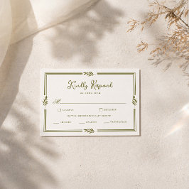 Recepción Tarjeta de respuesta de boda elegante en verde oli