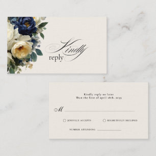 Recepción Tarjeta de Respuesta de Boda Elegante Flor de Peon