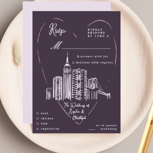 Recepción Tarjeta de respuesta de boda en Nueva York NYC