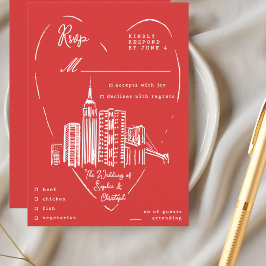 Recepción Tarjeta de respuesta de boda en Nueva York NYC