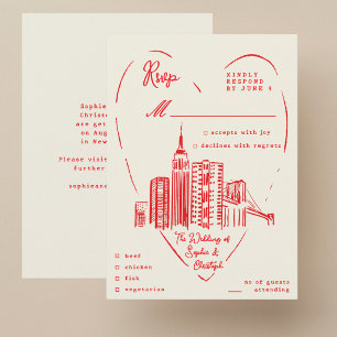 Recepción Tarjeta de respuesta de boda en Nueva York NYC