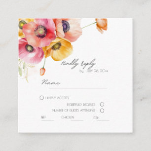 Recepción Tarjeta de respuesta de boda floral amapolas elega