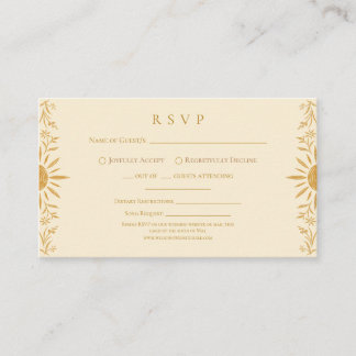 Recepción Tarjeta de respuesta de boda floral amarilla Sunsh