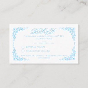 Recepción Tarjeta de respuesta de boda floral azul elegante