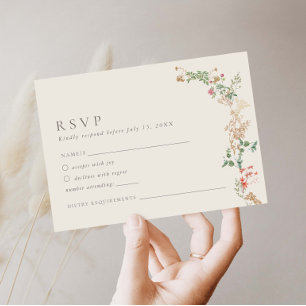 Recepción Tarjeta de respuesta de boda floral de jardín de f