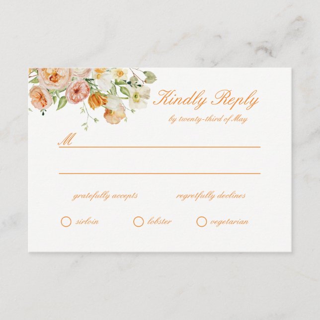 Recepción Tarjeta de respuesta de boda floral de Ranunculus  (Anverso)