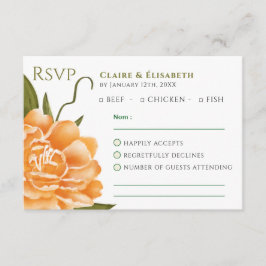 Recepción Tarjeta de respuesta de boda floral naranja