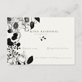Recepción Tarjeta de respuesta de boda floral negra