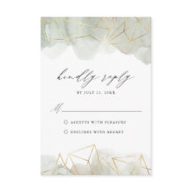 Tarjeta de respuesta de boda geométrica en verde g