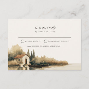 Recepción Tarjeta de respuesta de boda junto al lago italian