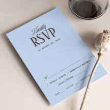 Tarjeta de respuesta de boda marrón y azul